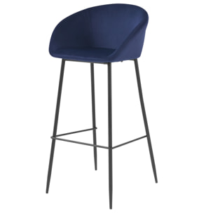 Lot de 2 chaises de bar 75 cm en velours bleu - Marquise