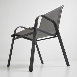 Set 4 sedie da giardino in acciaio zincato verniciato a polvere con seduta in texilene traspirante, resistenti agli agenti atmosferici, leggere e confortevoli, ideali per balcone terrazzo e outdoor, facili da pulire e durevoli