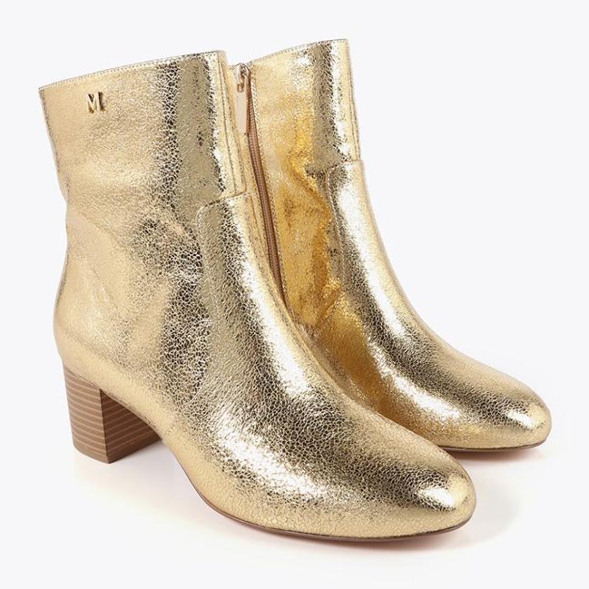 Stivaletto Metallizzato con Tacco Effetto Legno