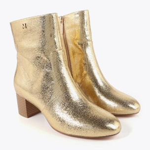 Stivaletto Metallizzato con Tacco Effetto Legno