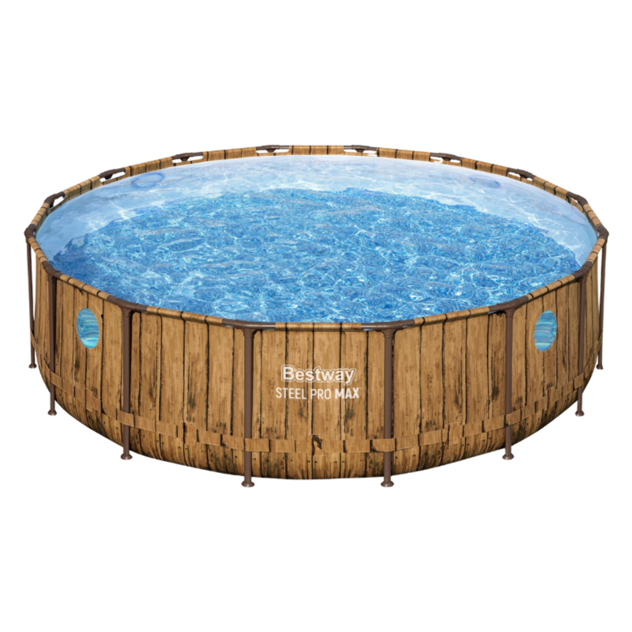 Bestway Piscine hors sol Ronde Power Steel Swim Vista Motif bois 488 x 122 cm
