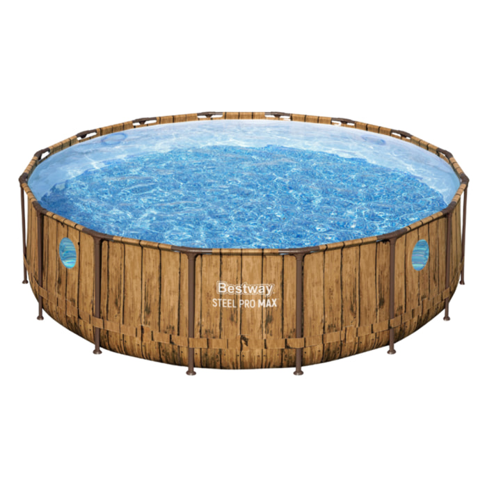 Bestway Piscine hors sol Ronde Power Steel Swim Vista Motif bois 488 x 122 cm