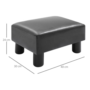 Reposapiés de Salón Taburete Bajo Tapizado en Cuero Sintético Otomana Rectangular con Estructura de Plástico para Sala de Estar Dormitorio Negro