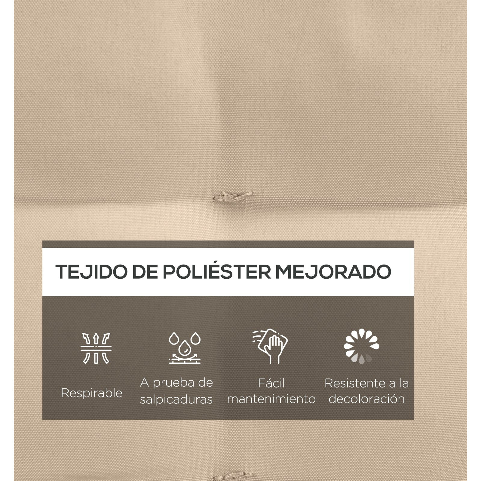 Juego de 6 Cojines para Sillas de Comedor, 40x40 cm, 6 Piezas, Cojines para Sillas de Jardín Acolchados con Cintas y Fundas Extraíbles, Caqui