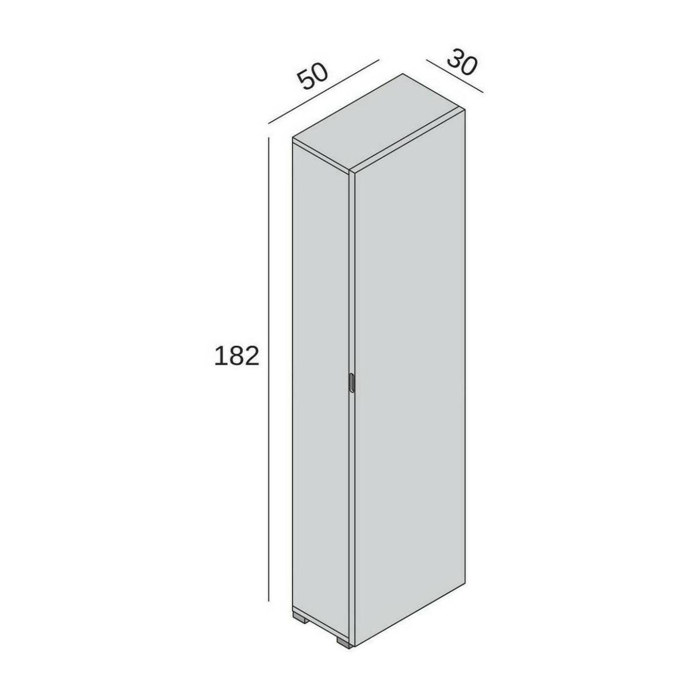 Armadio multiuso 1 anta Abuela, Mobile multiuso a 1 Anta, Scarpiera con ripiani, 100% Made in Italy, 50x30h182 cm, Bianco e Rovere