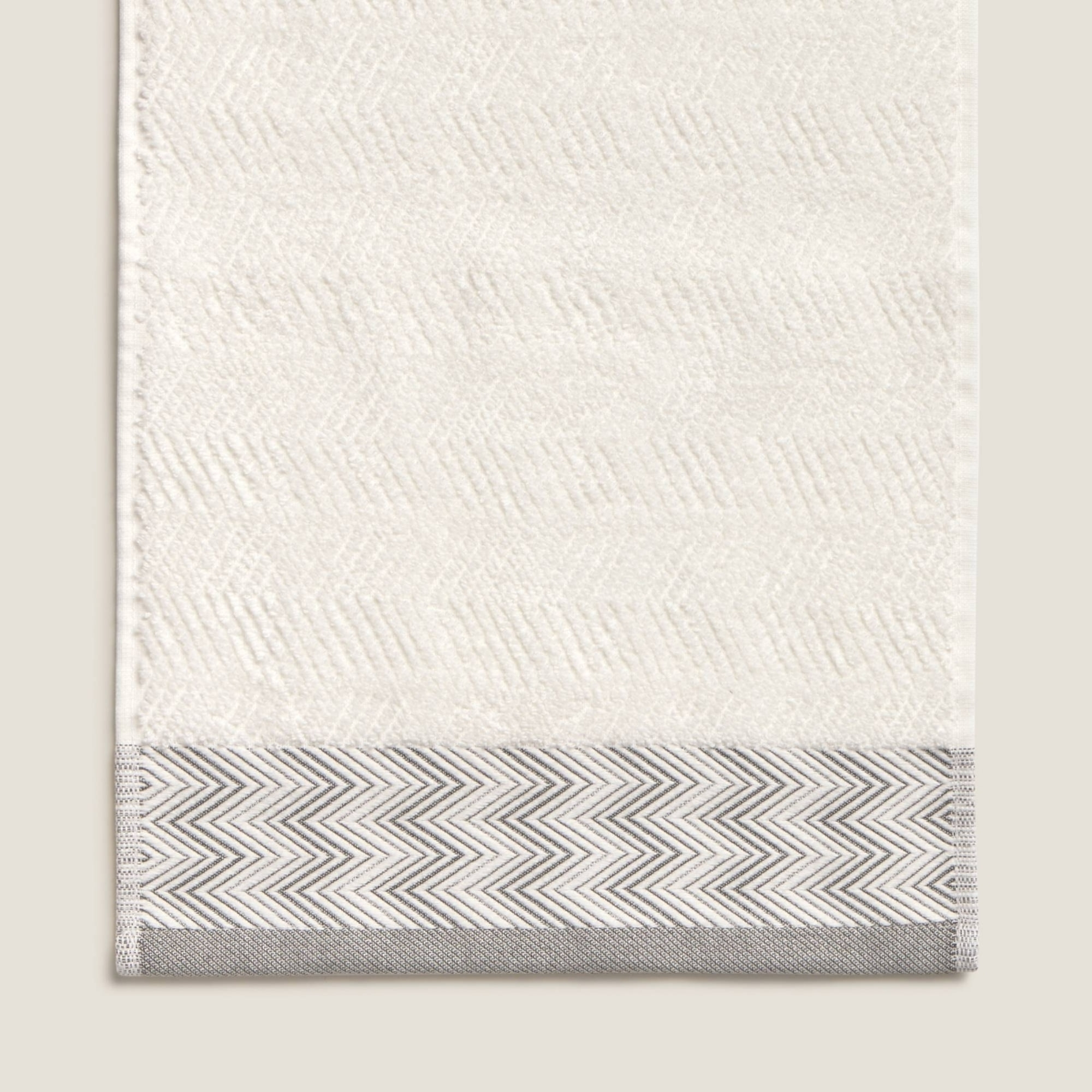 Toalla baño rizo algodón cenefa zigzag Etgrito color blanco 100% Algodón