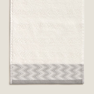 Toalla baño rizo algodón cenefa zigzag Etgrito color blanco 100% Algodón