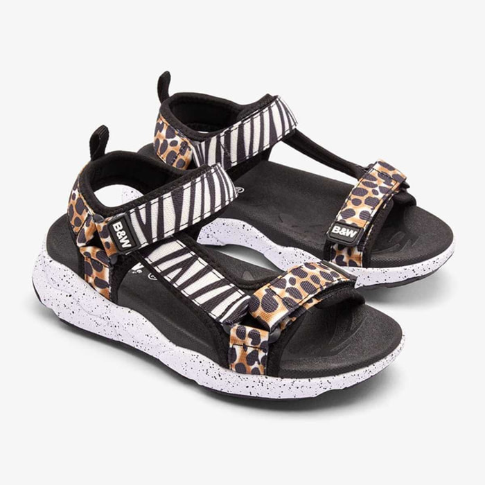 Sandalias de tiras con estampado animal