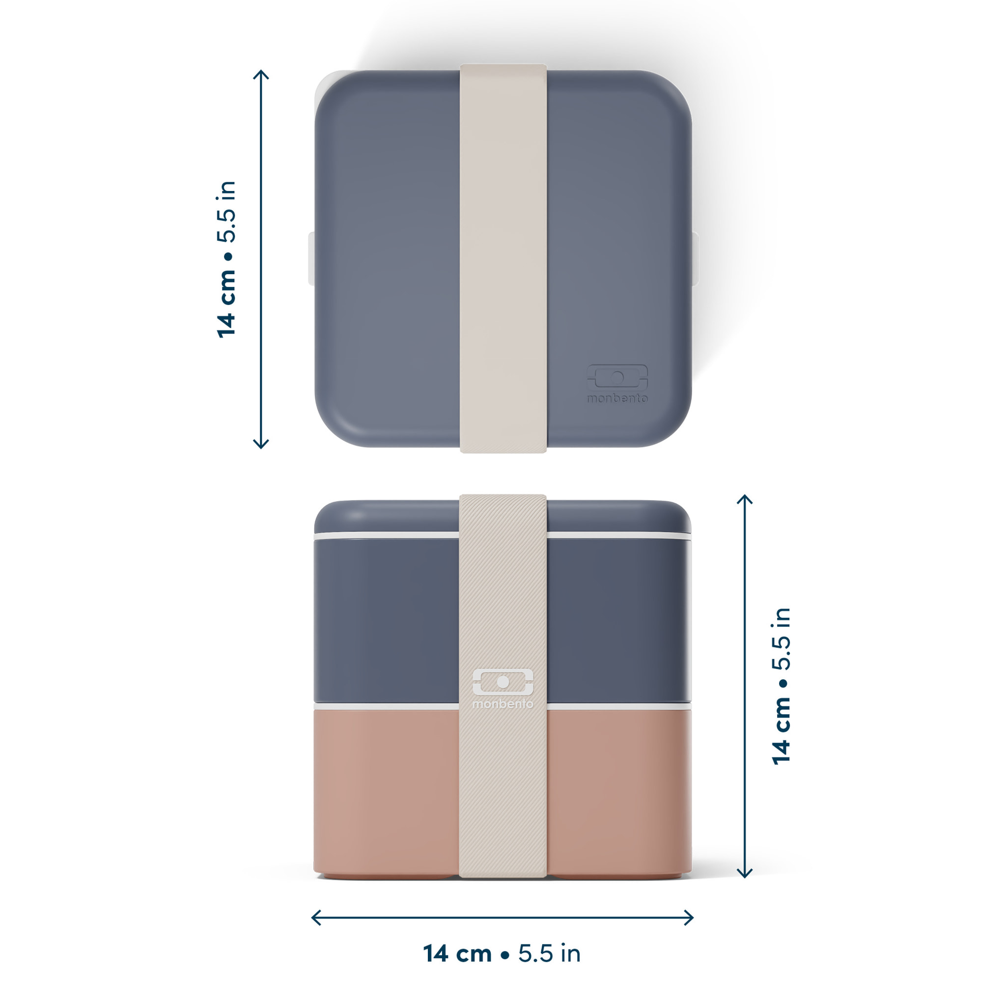 Lunch box 2 compartiments Square 1,7L Made in France Bleu/Rose