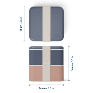 Lunch box 2 compartiments Square 1,7L Made in France Bleu/Rose
