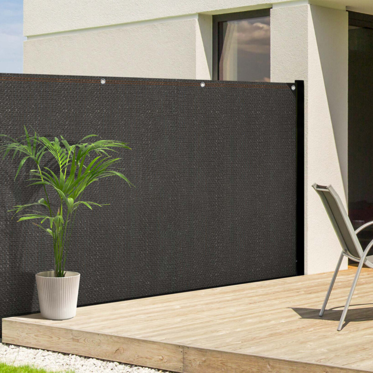 Brise vue occultant 1x5 m 90 gr/m² gris