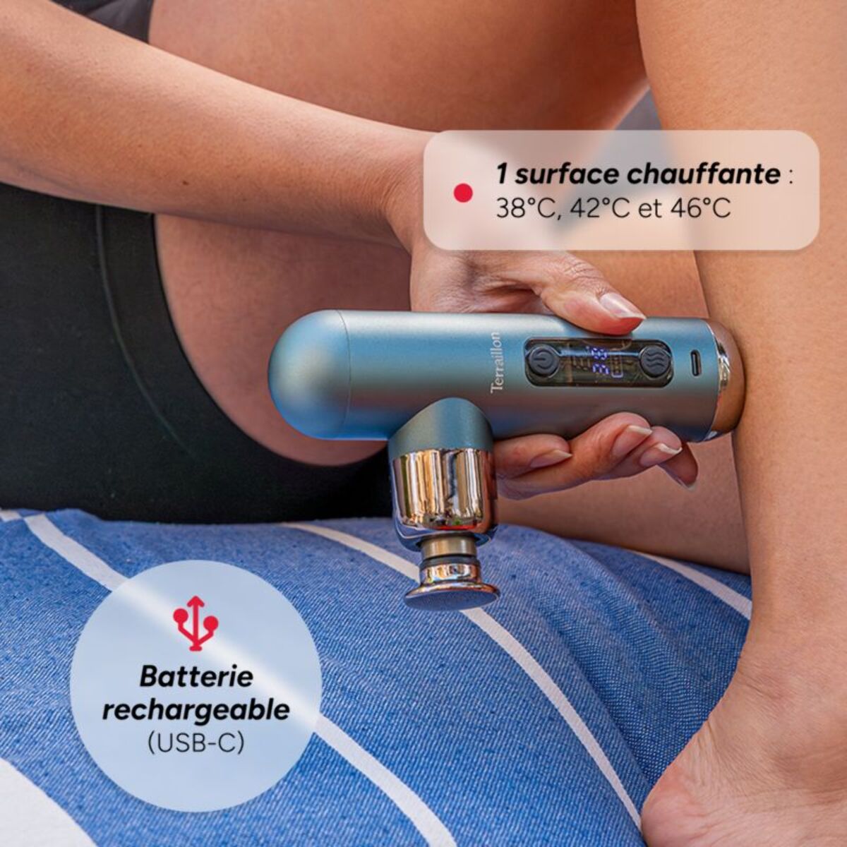 Pistolet de massage TERRAILLON Mini Massager 4 embouts