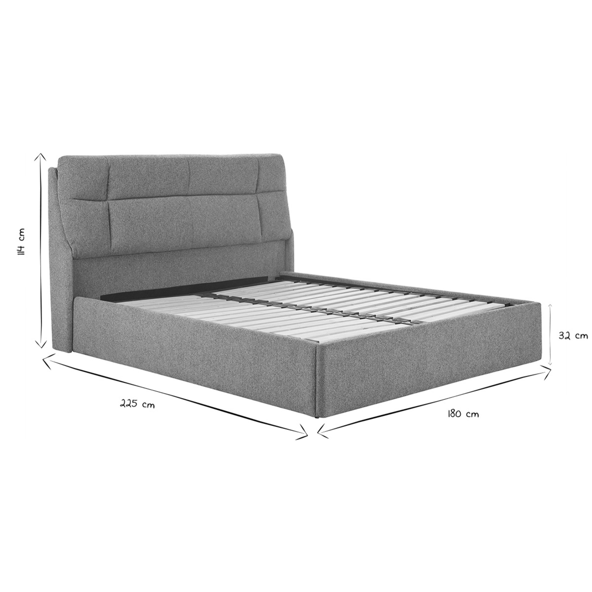 Lit coffre 2 places 160x200 cm en tissu texturé taupe HONO