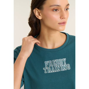 T-shirt Comfort Freddy Training con Dettagli Glitter