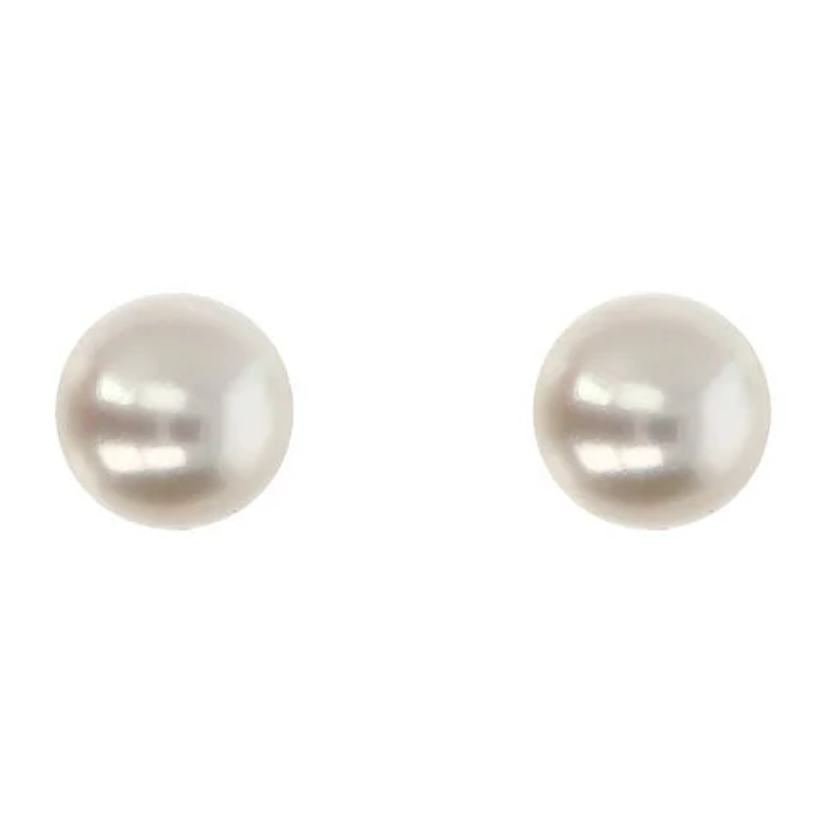 PERLAVIVA - Orecchini in Argento 925 placcato Oro Giallo 18Kt con Perle a Bottone Bianche d'Acqua DolceØ 8/9mm