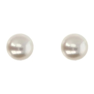 PERLAVIVA - Orecchini in Argento 925 placcato Oro Giallo 18Kt con Perle a Bottone Bianche d'Acqua DolceØ 8/9mm