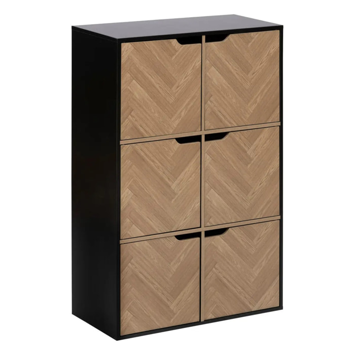 Étagère "Mix'n'door" 6 cases effet bois et noir 67,5x32cm