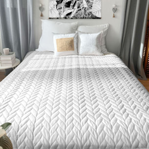 Couvre lit en microfibre dessin par ultrason - Blanc