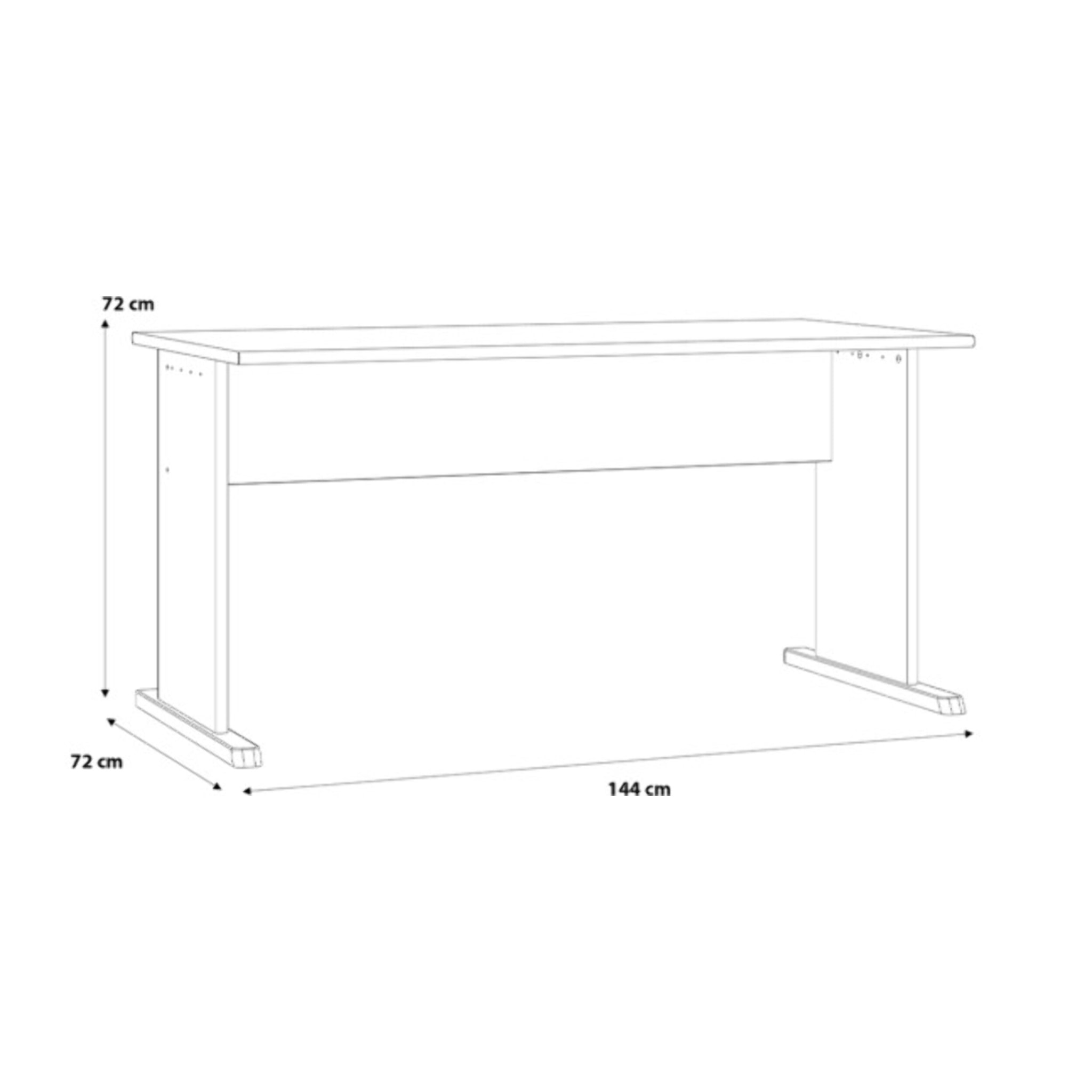 Bureau L. 144 cm décor blanc avec piètement effet aluminium - MIA