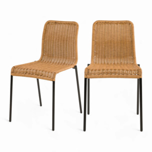 Lot de 2 chaises intérieur/extérieur en résine tressée naturelle - Sirivara