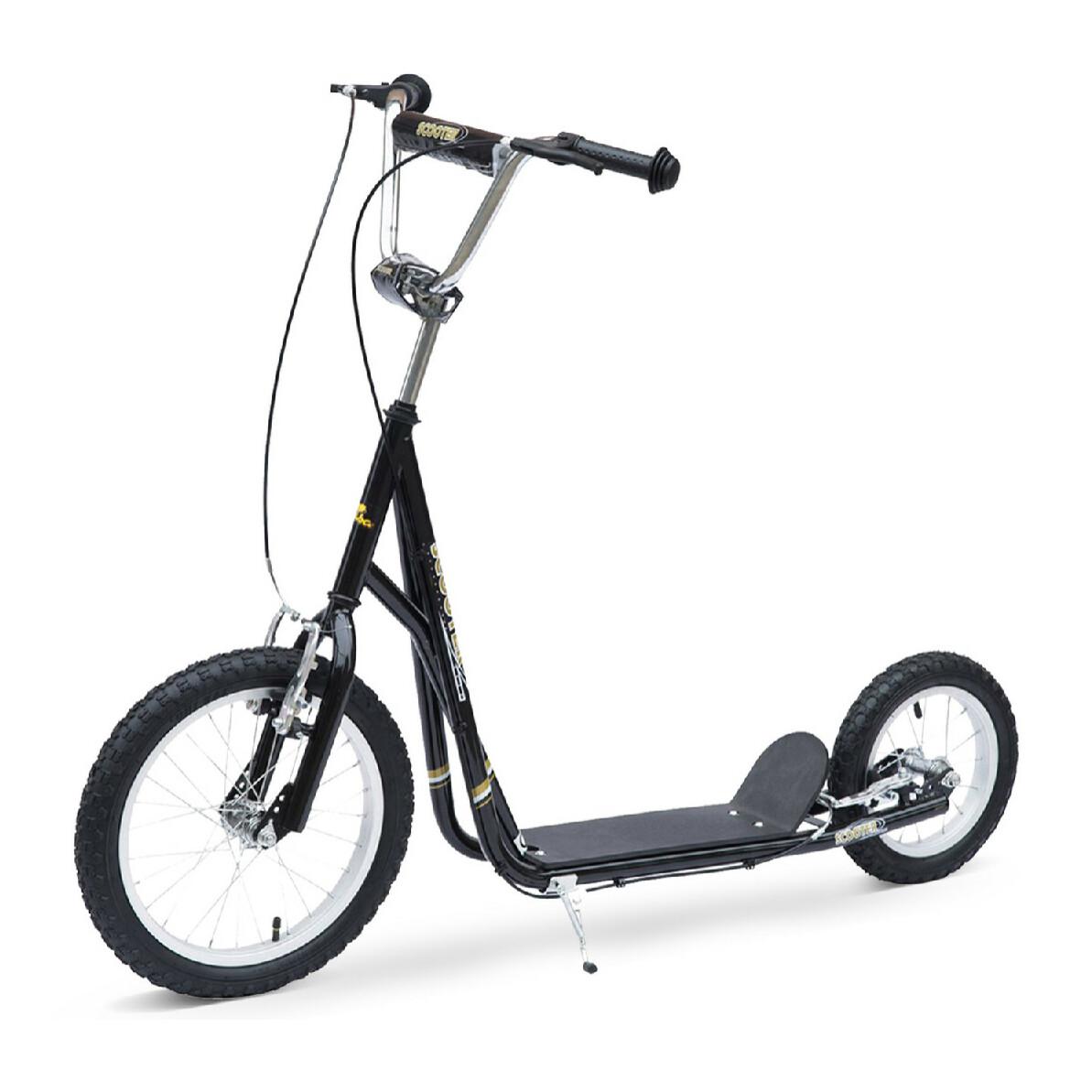 Trottinette patinette pour enfants à partir de 5 ans grands pneus guidon réglable poignée frein et béquille acier noir