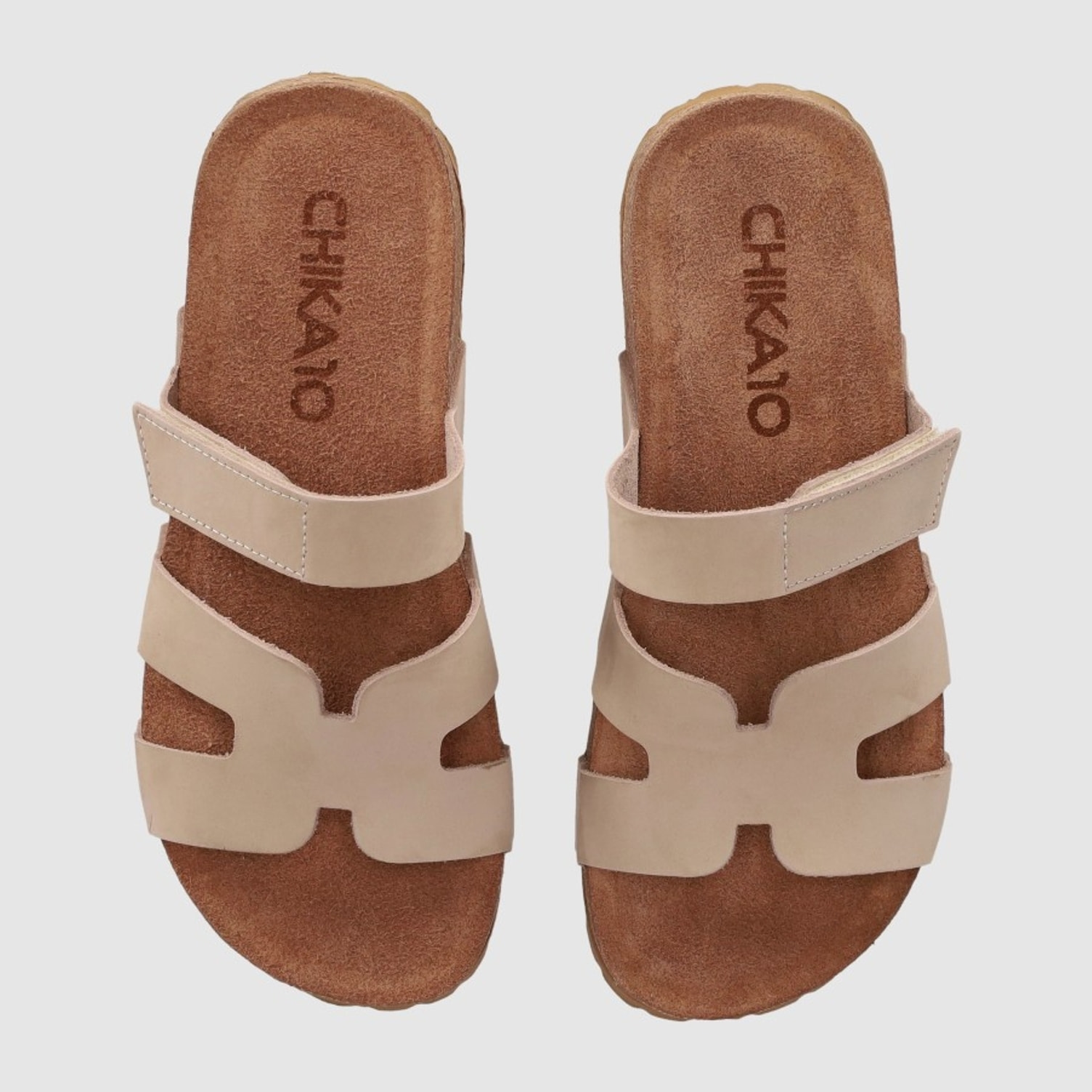 Sandalias de Serraje - Arena - Tacón: Bajo