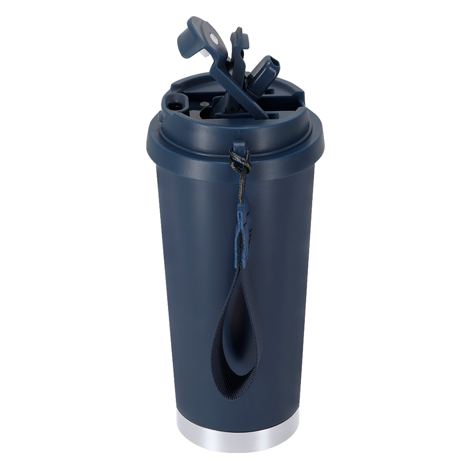 Vaso térmico con 500 ml de capacidad en Acero Inoxidable Reciclado. Cuenta con doble sistema de bebida, orificio con cierre hermético y pajita integrada. Libre de BPA.