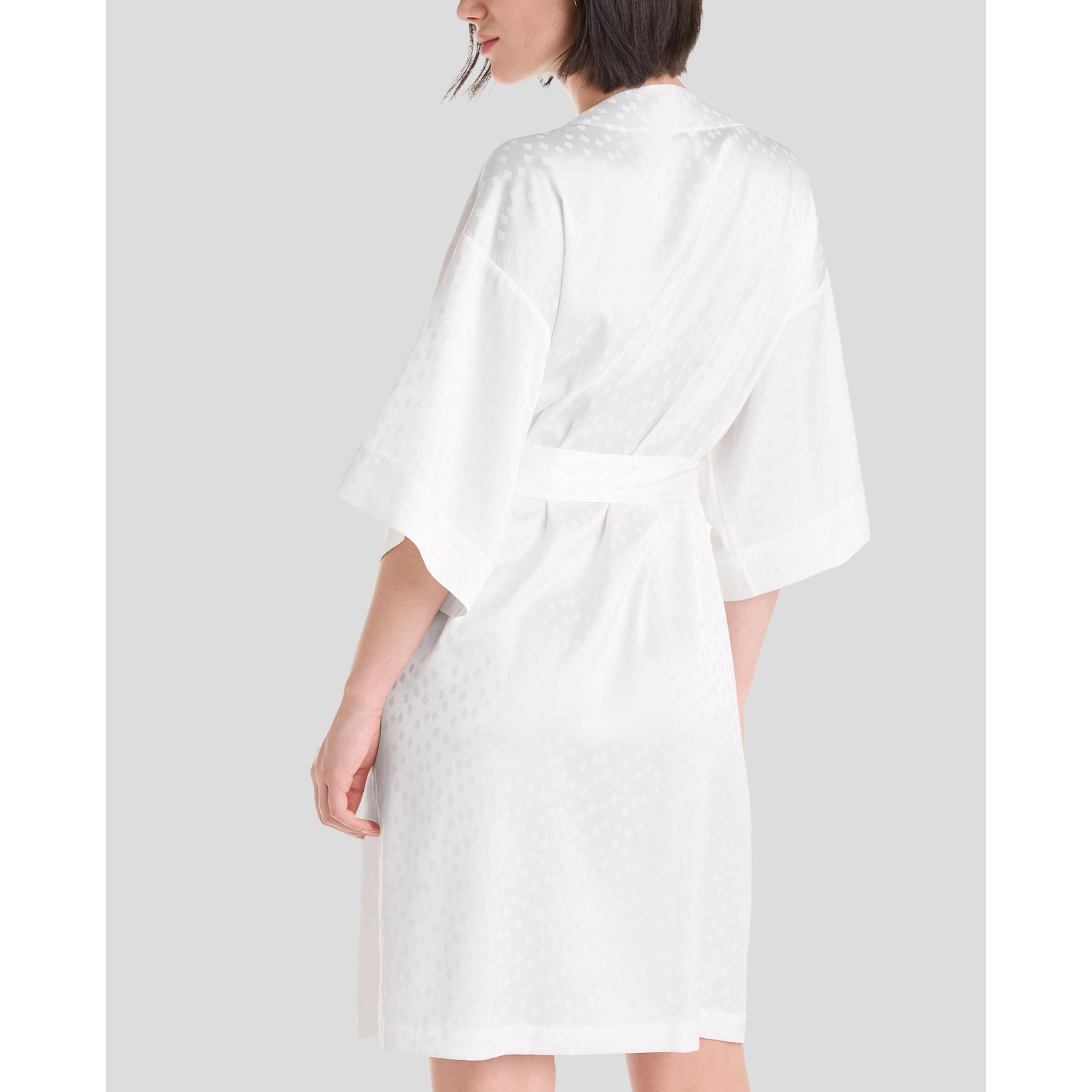 Bata corta mujer jacquard cuadritos elegante