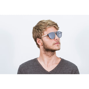 Gafas de sol OCEAN SAN MARINO - Negro mate con patillas de metal dorado y / Planas de espejo plateado