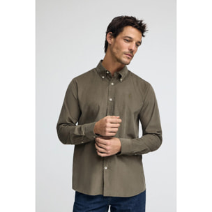 Camisa verde militar de pana con logo Rigby Go