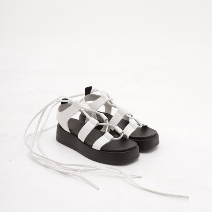 SANDALO FLATFORM SCHIAVA CHOCOLA' BIANCO