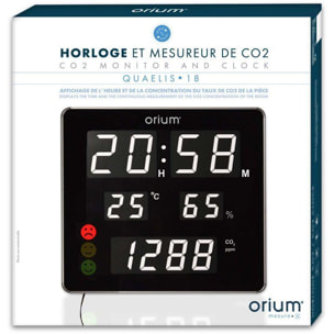 Capteur qualité de l'air ORIUM Mesureur de CO2 & horloge Quaelis 18