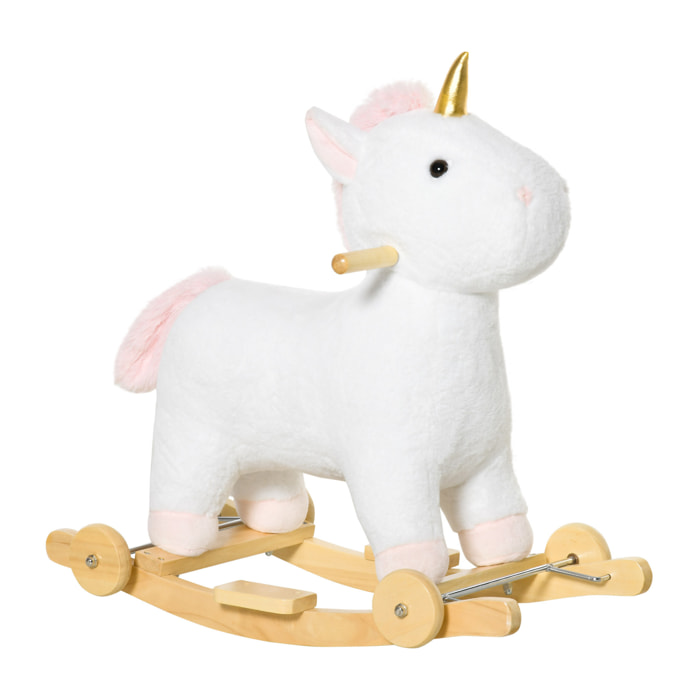 Caballito Balancín Unicornio para Niños de +3 Años con Ruedas Sonidos 63x38x63cm