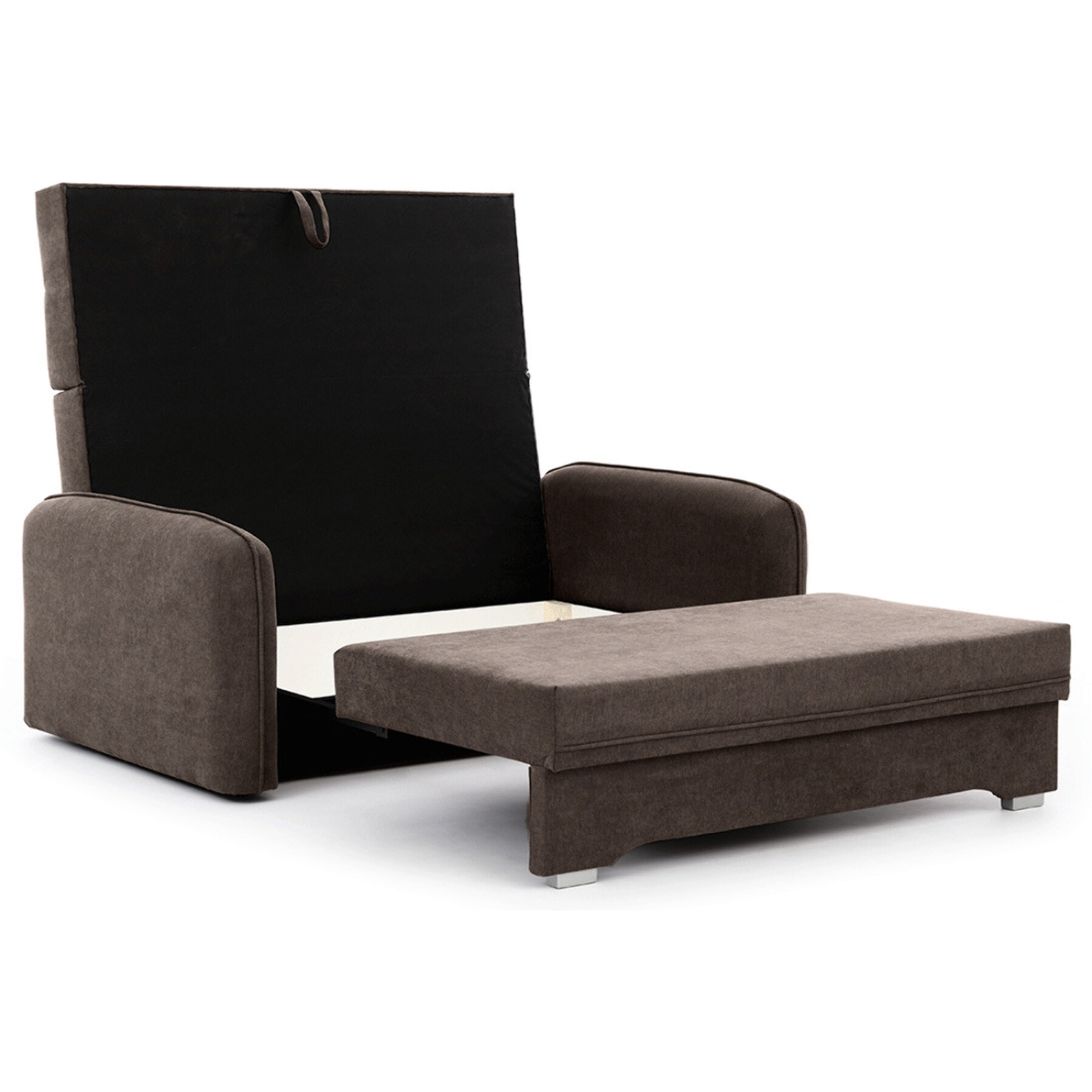 Michelle - canapé droit 3 places convertible avec coffre en velours - Marron