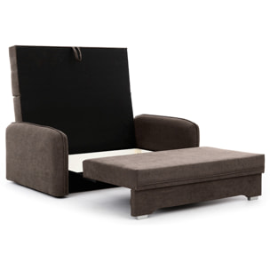 Michelle - canapé droit 3 places convertible avec coffre en velours - Marron