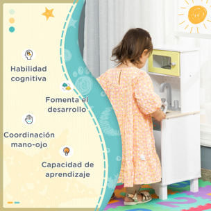 Cocina de Juguete Madera para Niños con Accesorios Teléfono Simulado 32x30x79 cm