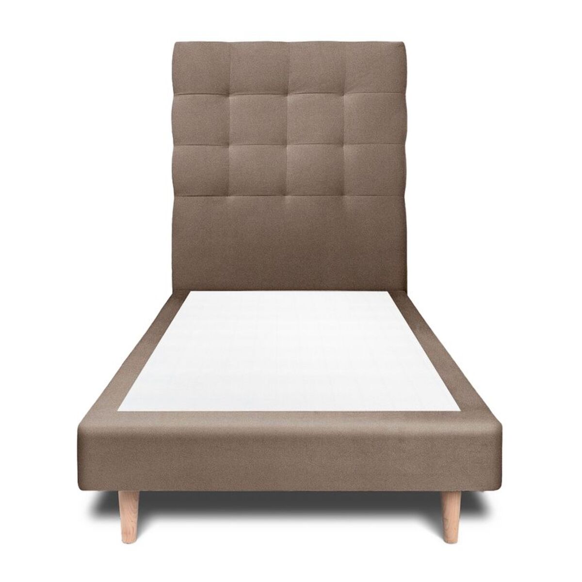 Lit avec tête de lit capitonnée velours et sommier tapissier Ep14