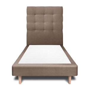 Lit avec tête de lit capitonnée velours et sommier tapissier Ep14