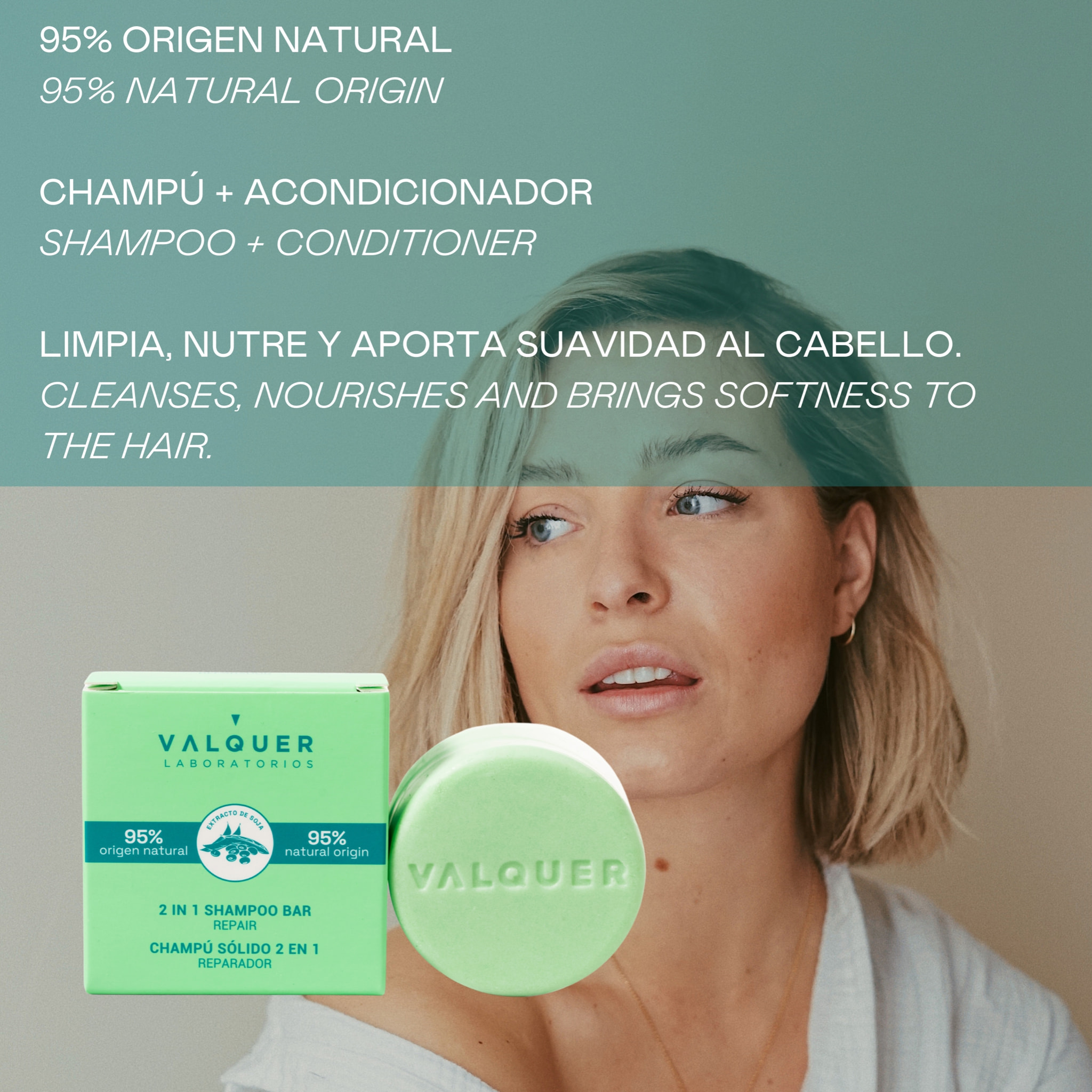 Valquer Champú sólido 2 en 1 Reparador - 70 G