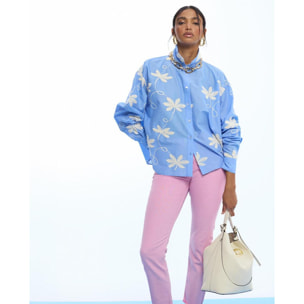 Camicia in cotone ricamata con fiori
