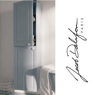 Pack meuble vasque 3 trous Cléo 1889 bleu velours + colonne gauche + mélangeur poignés chrome