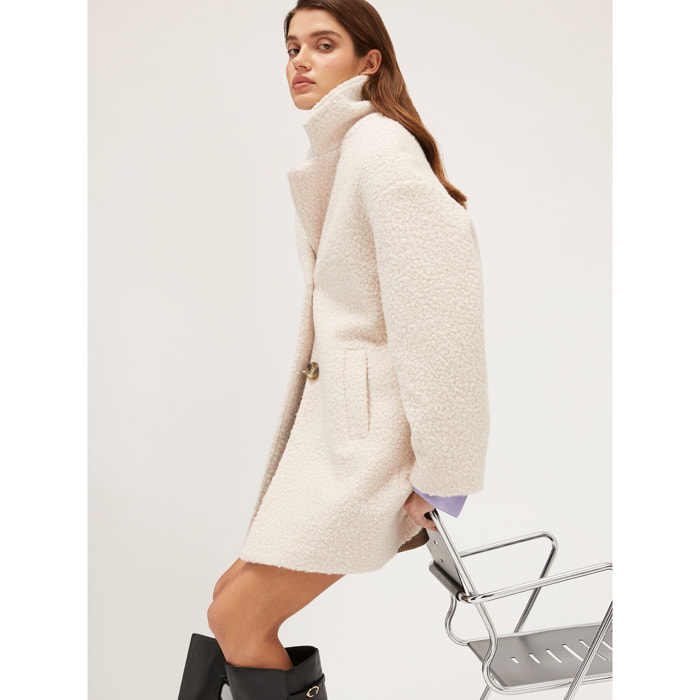 Motivi - Cappotto monopetto in panno bouclé - Bianco