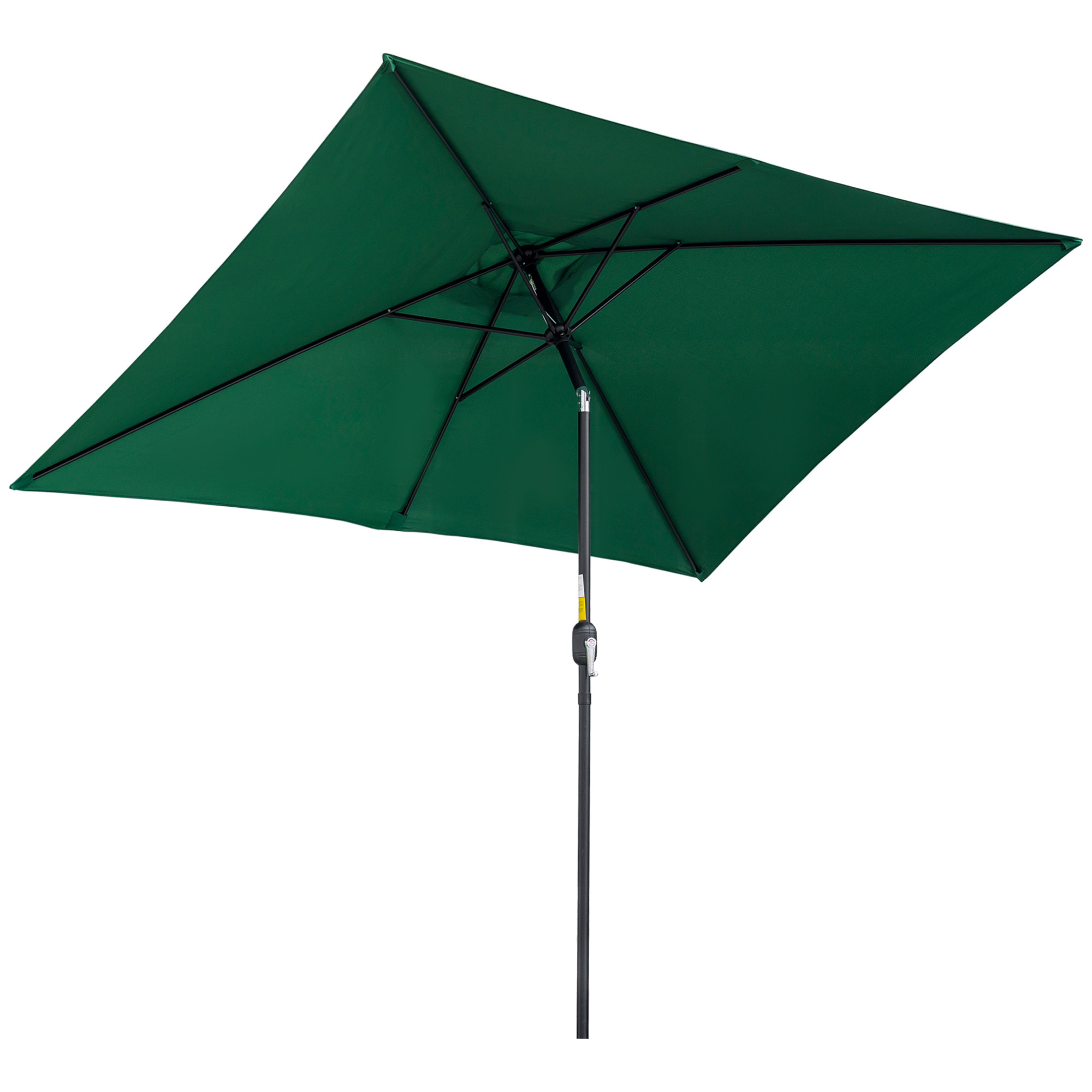 Outsunny Sombrilla de Aluminio 200x300x240 cm Parasol Rectangular de Jardín Inclinable con Manivela y Poste Desmontable para Terraza Piscina Patio Exterior Verde