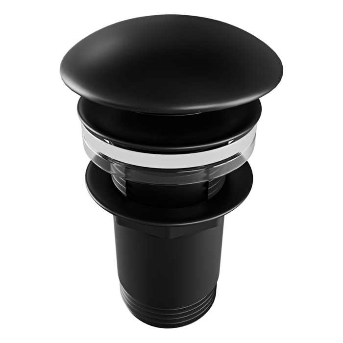 Piletta Click-Clack Universale 8,5 Cm In Ottone Nero Opaco Compatibile Con Lavabo E Bidet Con O Senza Troppopieno Design Moderno E Apertura Pressione