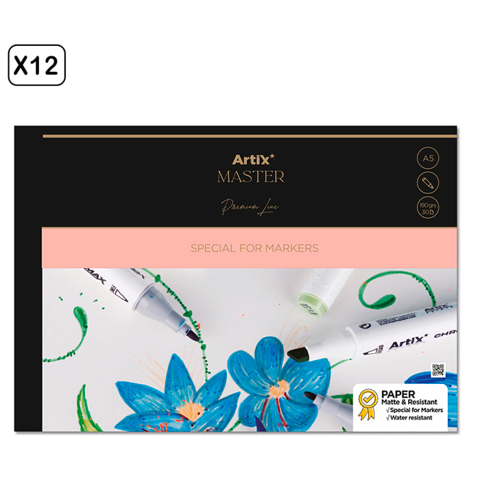 PACK 12 UDS BLOC DE MARKER PAPER 30 HOJAS A5