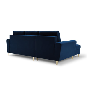 Canapé d'angle gauche convertible avec coffre de rangement "Kyoto" 4 places en velours bleu roi