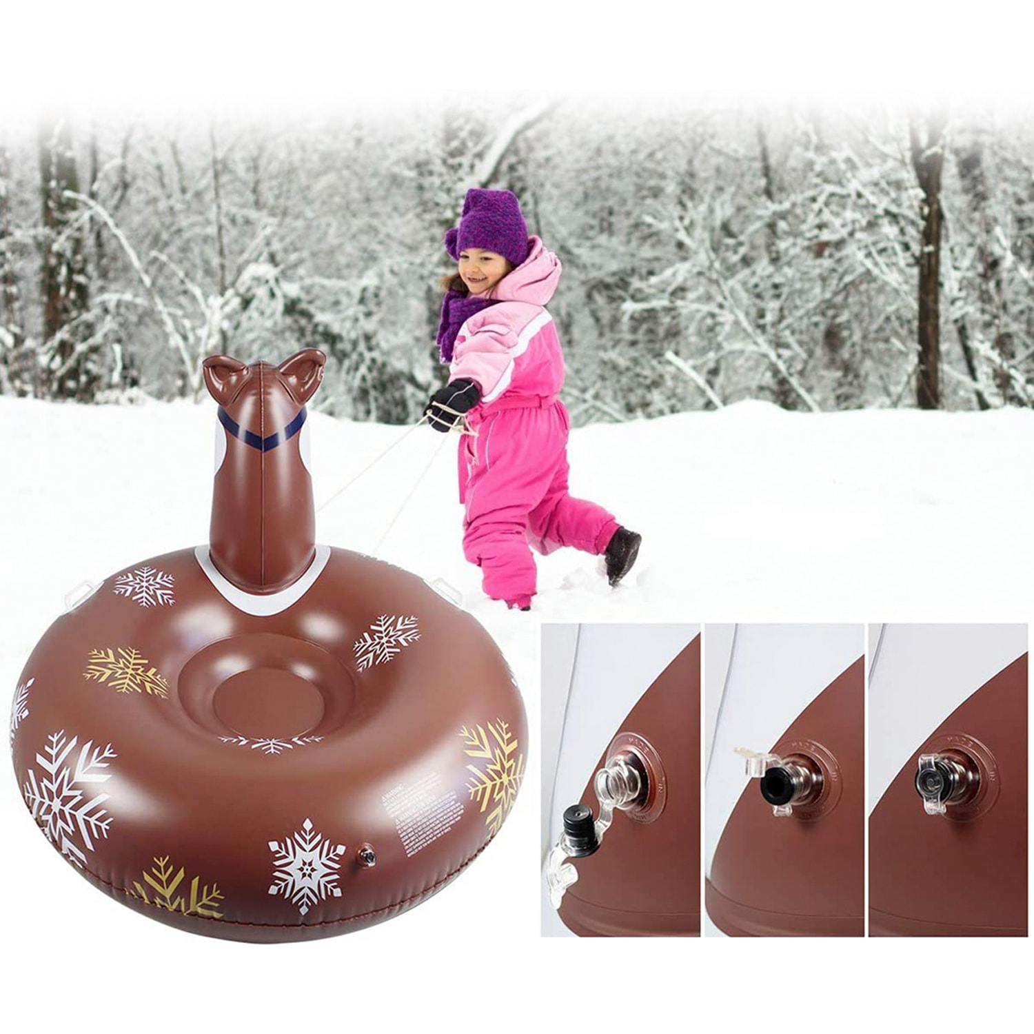 DAM Colchoneta híbrida forma de Ciervo, para nieve y agua. Con asas. 117x87cm. 117x117x87 Cm. Color: Marrón