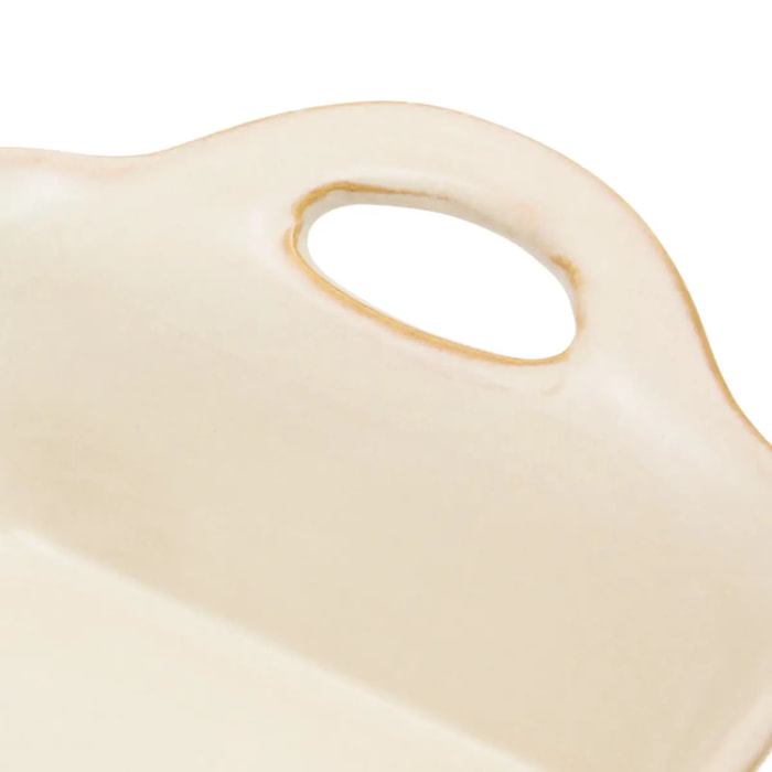 Plat carré en céramique Terre Inconnue 12x12cm beige