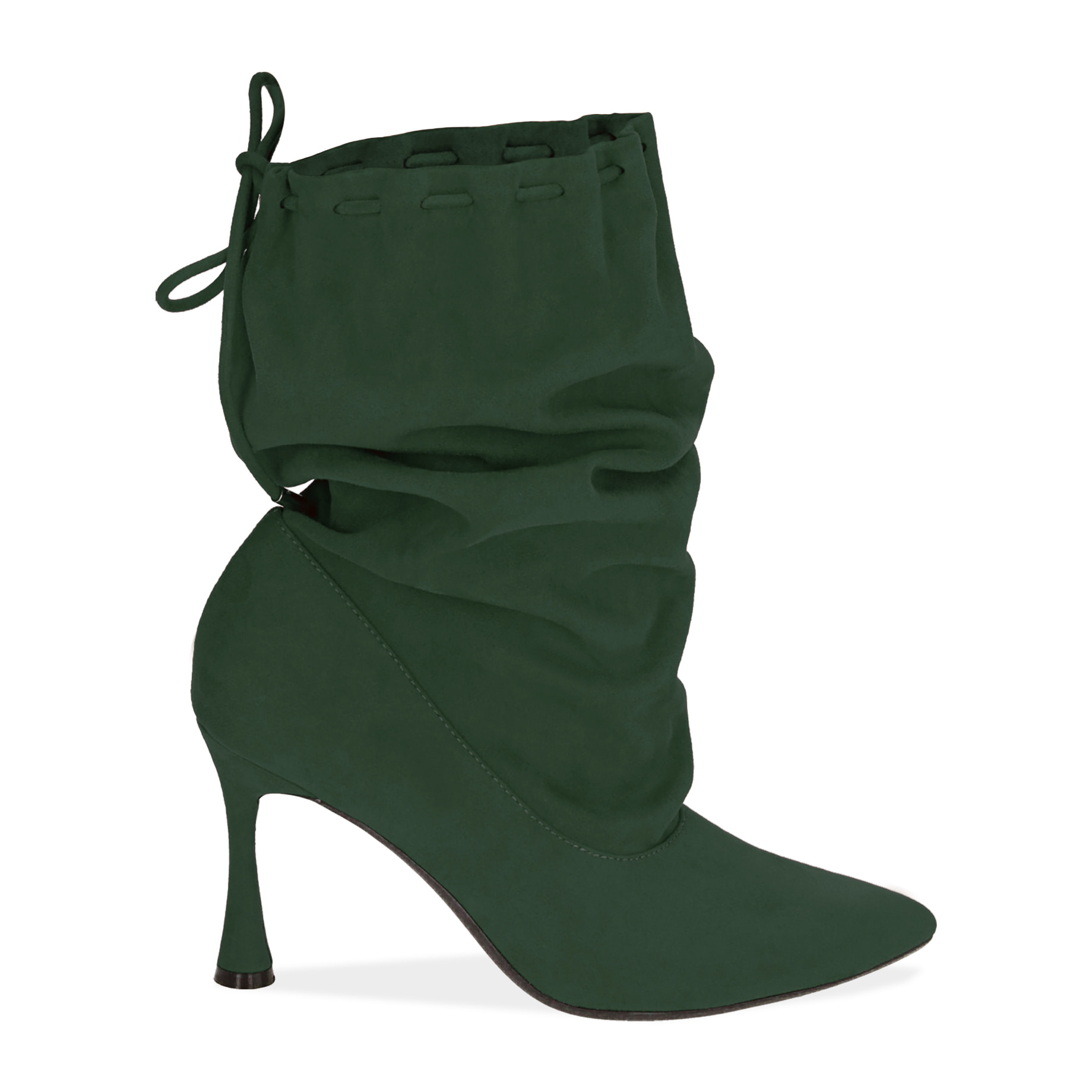 Ankle boots verdi in microfibra, 8,5 cm