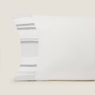 Funda almohada algodón textura rayas Kimle color azul marino